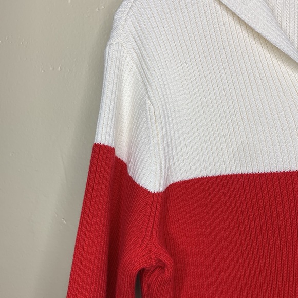 VINTAGE VIllager Red Cream Ribbed 3/4 Sleeve Sailor Collar Color Block NWT Med - Picture 3 of 12
